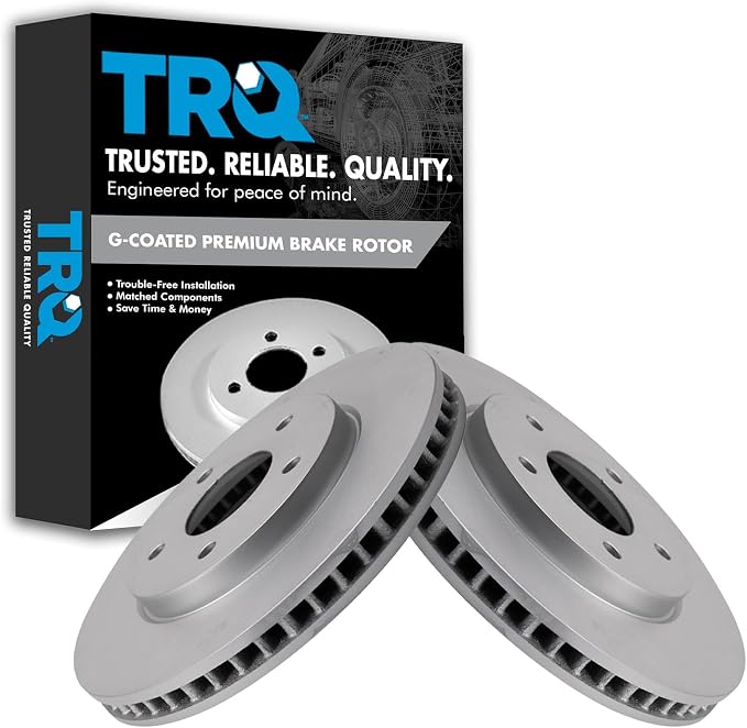 TRQ Front Brake Rotor Set G Coated Vented Compatible with 2011-2024 Nissan LEAF 2013-2021 Nissan NV200