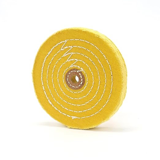 SCOTTCHEN Buffing Polishing Wheel 6 inch Treated Yellow Cotton Medium(42 Ply) with 1/2 inch Arbor Hole for Bench Grinder - 1 Pack