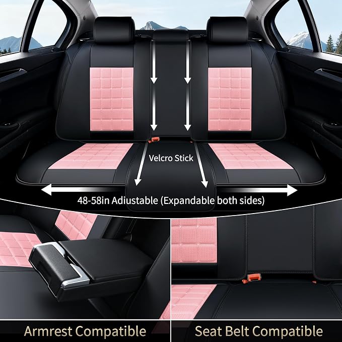 FLORICH Leather Seat Cover, Car Seat Covers Full Set, Waterproof Car Seat Protectors 5 Seats, Front and Rear Seat Covers for Cars, Breathable Automotive Seat Covers Protector Fit for Most Cars Trucks