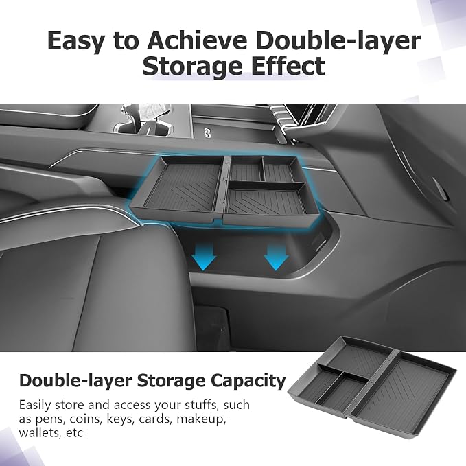 LUWU Lower Center Console Organizer Compatible with 2024-2026 GMC Acadia Elevation/AT4/Denali Accessories Armrest Console Storage Box Armrest Organizer Insert Tray Glove Organizer Tray ABS Material