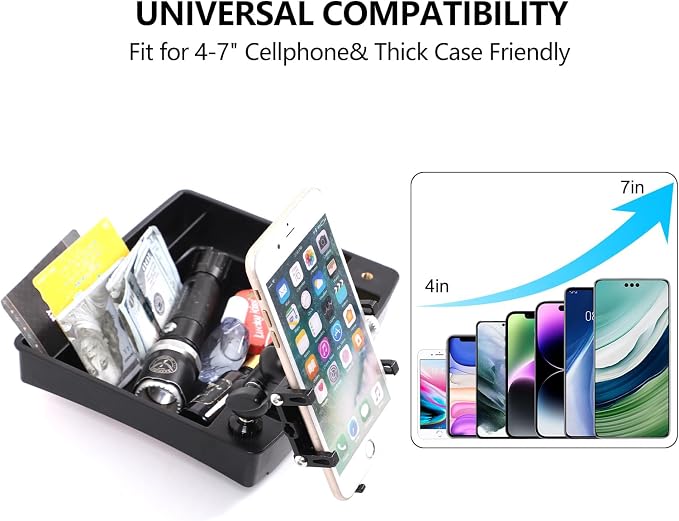 Car Dashboard Storage Tray Compatible with Nissan Frontier 2009-2017 ABS Dashboard Non-Slip Storage Organizer Tray with Phone Holder Mount Interior Accessories (Style D)