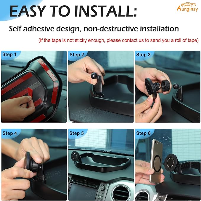 Aunginsy Center Console Dashboard Storage Tray with Magnetic Phone Holder Compatible with Toyota Tundra 2007-2021, Instrument Multi-Functional Mobile Phone Mount Storage Box Organizer Tray Accessories