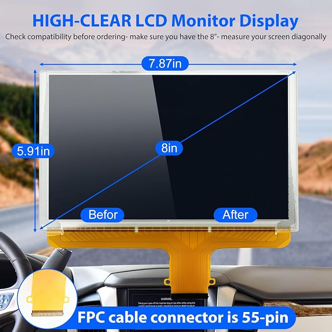 8" DJ080PA-01A LCD Touch Screen Replacement, Digitizer Screen Radio, Compatible withs Chevy, Suburban, Tahoe, Colorado, Silverado, GMC Yukon, Canyon, Sierra, Acadia.etc Mylink 8-inch Touchscreen