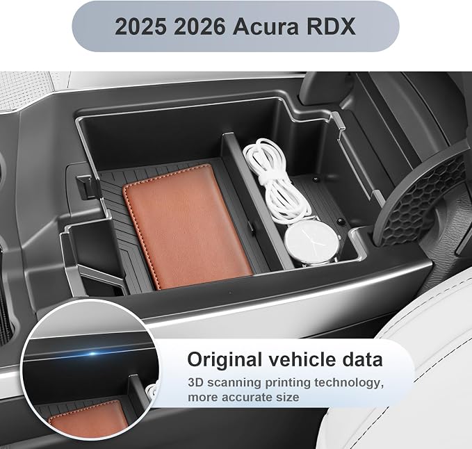 SKTU 2025 2026 RDX Center Console Organizer for 2025 2026 Acur a RDX (Base/Technology/A-Spec/Advance/A-Spec Advance) Console Tray Acur a RDX 2025 2026 Accessories ABS Durable Console Organizer