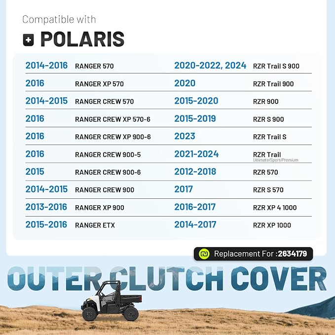 ALMULOO 2634179 Outer Clutch Cover Compatible with Polaris | 2013-2016 Ranger 900/570, 2014-2024 RZR XP 1000, 900, 570, XP 4 1000