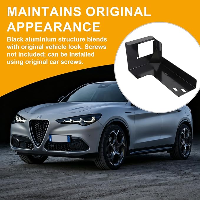 Aluminium Radar Protection Shield for Alfa Romeo Stelvio Excludes QV | Black, Anti-Theft Guard, No Signal Interference, Uses OEM Screws, Protects Radar from Stones and Debris