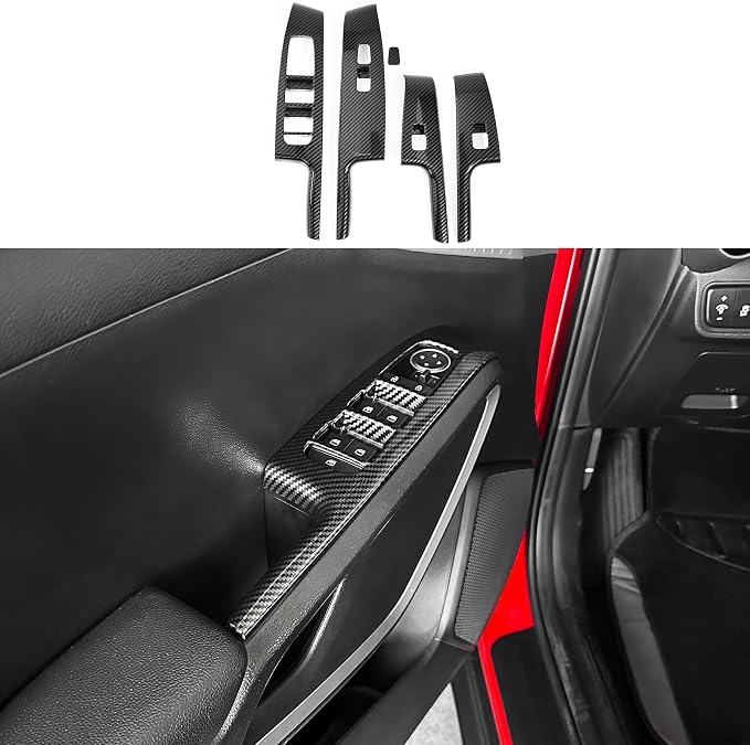 YOUTOOCAR 4PCS Window Switch Panel Trim Covers Compatible with Kia Soul 2022-2026 Accessories (Carbon Fiber Pattern)