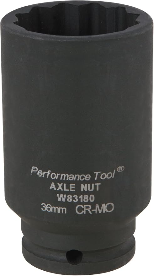 Performance Tool W89316 5-Piece 12 Point Axle Nut Socket Set - Chrome Moly for Strength, Sizes 30mm to 39mm, Includes Fitted Blow Molded Storage Case