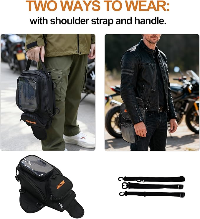 Magnetic Motorcycle Tank Bag,Heavy Duty Black Gas Tank Pouch,Oxford Saddle Motorbike Bag