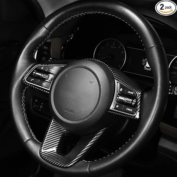 YOUTOOCAR Steering Wheel Cover Trim Compatible with Kia Seltos 2021-2023 Accessories (Carbon Fiber Pattern)