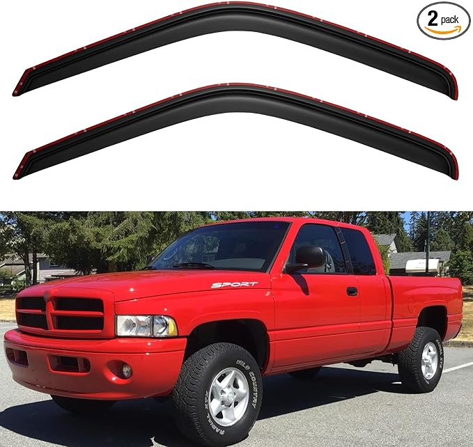 in-Channel Window Visors Rain Guards for 1994-2001 Dodge Ram 1500, Window Wind Deflectors Vent Shades for 94-02 Ram 2500 3500