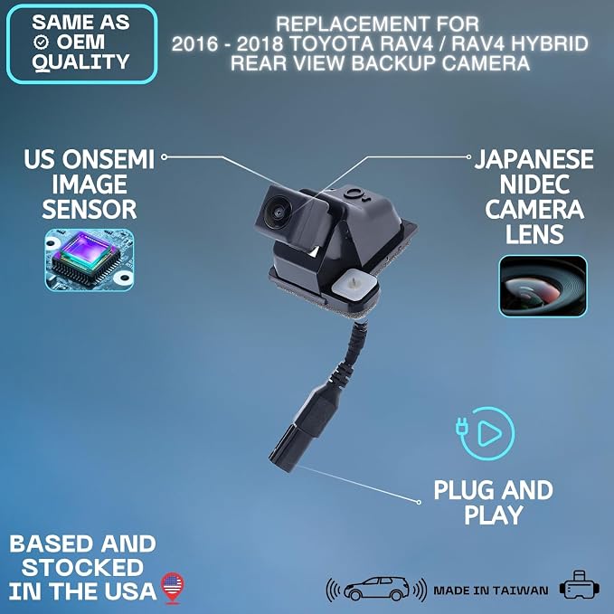Backup Camera Replaces for 2016 2017 2018 Toyota RAV4 / RAV4 Hybrid OE Part # 8679042090