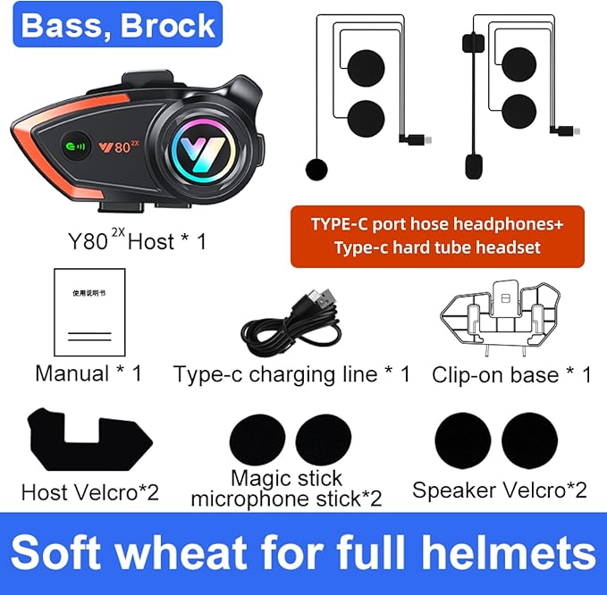 Motorcycle Helmet Bluetooth Headset 500meters 2 Riders Bluetooth Helmet Intercom Headset with CVC Noise Sound Quality Speakers Communication Systems Motorcycle Riding/Snowmobile/Cycling/Sports(（2PC）