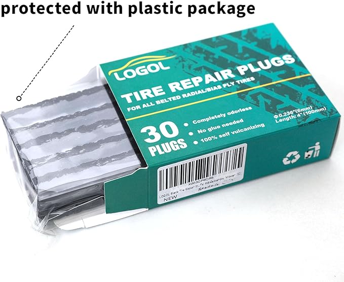 Tire Plugs Heavy Duty (4", 30pcs).Tire Sealing Strip for Puncture Repair are Suitable for Tubeless Tires Car, Light Truck, Motorcycle, ATV, UTV. etc.…