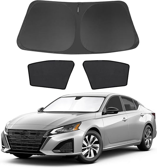 3PCS Car Window Shades Front Windshield Sun Shade Foldable Window Shade Custom Fit for Nissan Altima 2019-2024 Accessories Car Shades for Front Windows Anti-UV Rays Block Heat