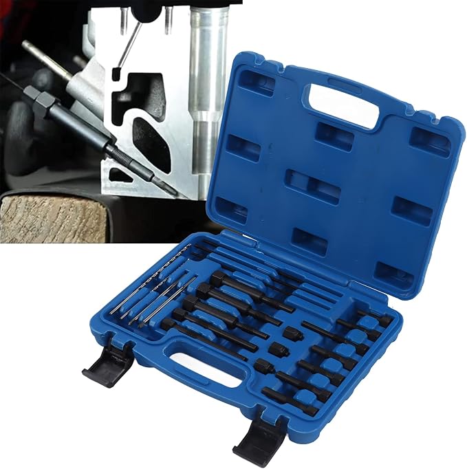 Glow Plug Remover Kit, Professional 22 Piece Extraction Removal Tool Set for Engine Repair Mechanics Metal Case M10 M8 M10x1.25 Automotive Broken Glow Plug Service