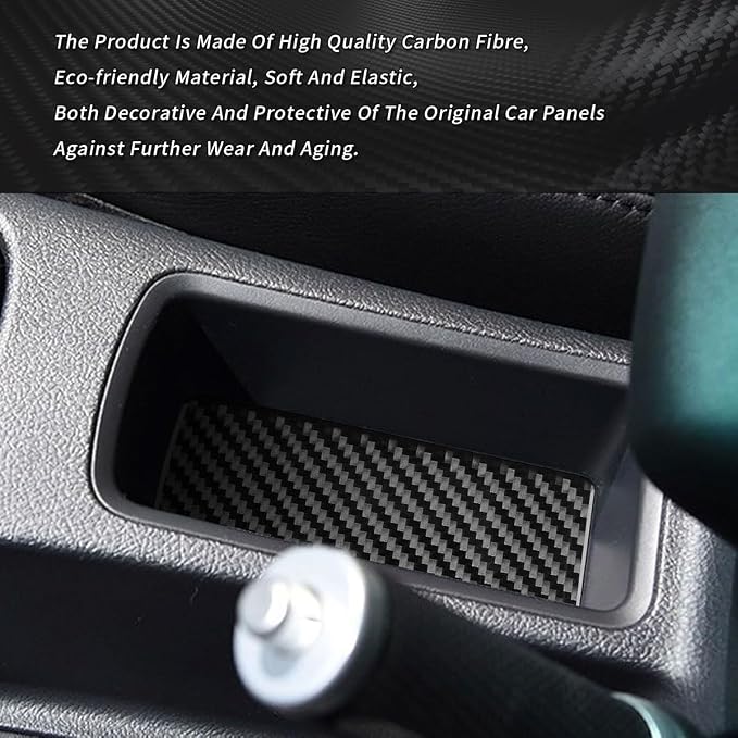 Soft Carbon Fiber Interior Trim Accessories for 2015-2021 Toyota Hilux Center Console Cup Holder Gear Shift Storage Box Decorative Protective Panel Stickers 5PCS (Black Carbon)