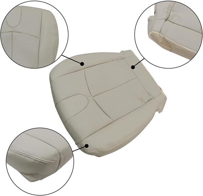 SecosAutoparts Front Driver & Passenger Side Bottom Perforated Leather Replacement Seat Covers Wheat Tan Compatible with Infiniti G37 2008 2009 2010 2011 2012 2013