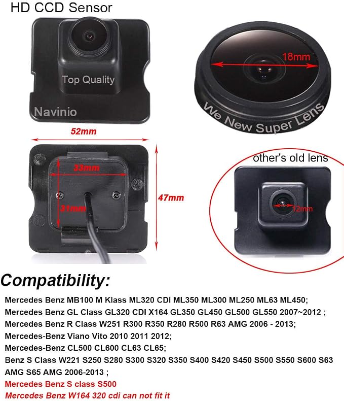 Super Starlight pro Vehicle Camera 170 Wide Angle Night Vision Rear View Camera Reverse parking for Mercedes Benz ML GL R class ML320 350 300 250 450 W164 GL350 450 500 550 R300 350 280 500 R6
