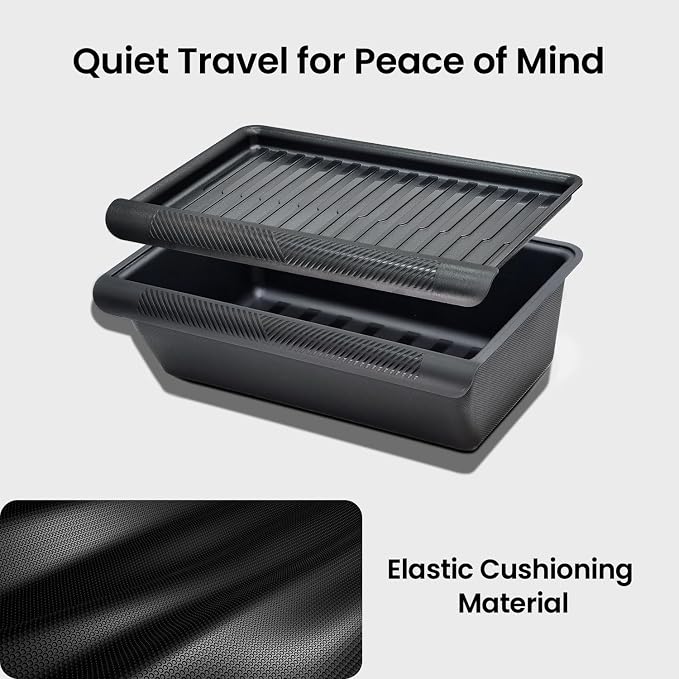 REEVAA Under Seat Storage Tray for Tesla Model Y, Front Seat Hidden Drawer Bins Non Slip with Lid Cover, Underseat Storage Box Organizer for Model Y 2021-2024 (No Fit New Model Y Juniper)