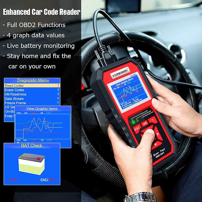 KONNWEI KW850 Professional OBD2 Scanner Auto Code Reader Diagnostic Check Engine Light Scan Tool for OBD II Cars After 1996(Original)