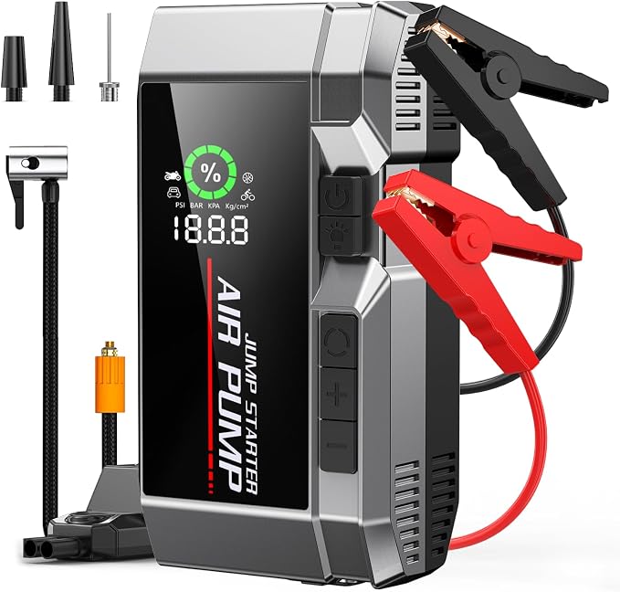 7000A Car Jump Starter with Air Compressor, 35000mAh Portable Car Battery Charger, Jump Starter Battery Pack (All Gas/10.0L Diesel), 150PSI Tire Inflator, 70 Starts 12V Auto Battery Booster