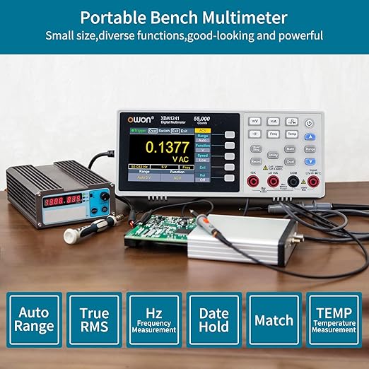 OWON XDM1241 Digital Multimeter,3.5in Desktop Multimeters, 55000 Counts LCD True RMS Temperature Tester Meter