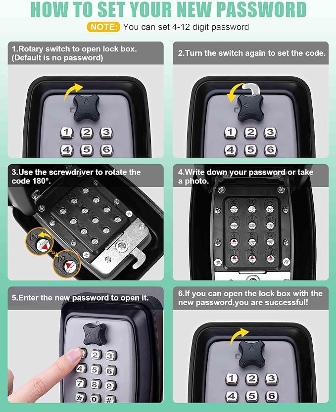 Tevlaphee Car Lock Box Punch Button Combination Car Window Lock Box Wall Lock Box