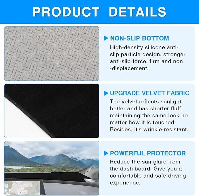 Autorder Dashboard Cover Mat for 2023-2025 2026 Toyota Prius Accessories Dash Cover Upgrade Velvet Dash Mat Sunshade Glare UV Rays Protector