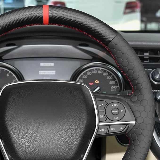 MEWANT Steering Wheel Cover for Toyota RAV4 2019-2024/Camry 2018-2024/Corolla 2020-2024/Avalon 2019-2022 Hand-Stitched Steering Wheel Wrap