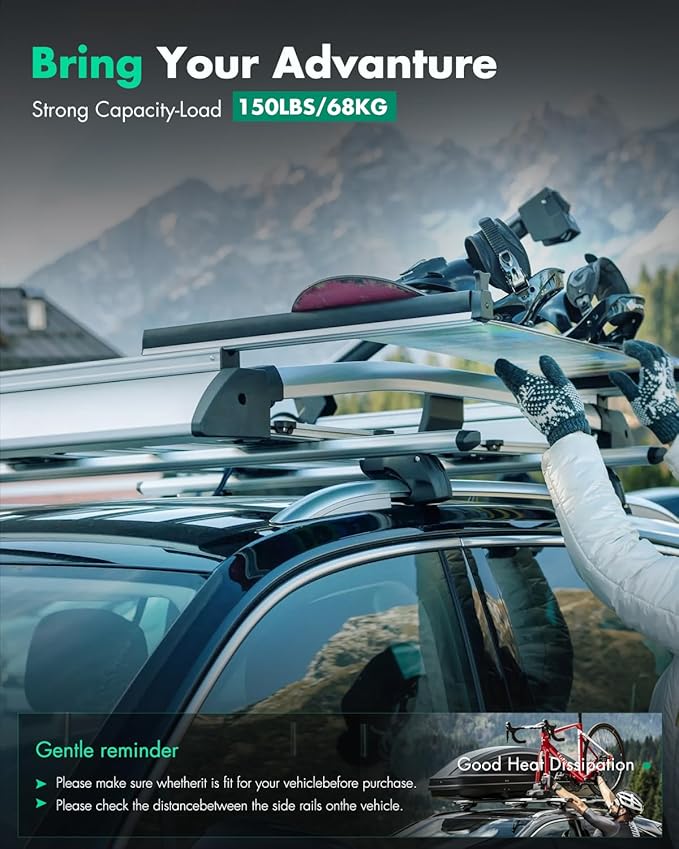 Scitoo Roof Rack Cross Bars Baggage Carrier for Honda CR-V 2002-2006 Black 2 Pcs Roof Top Rack Luggage Carrier