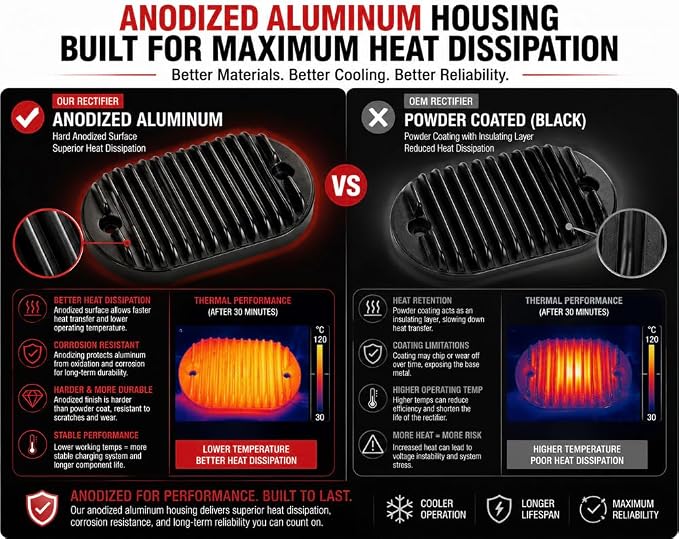 50A Series Voltage Regulator Rectifier for Harley-Davidson Softail 2018–2024, Replaces OEM 74700031, Upgraded from Stock 38A for Cooler & Stable Charging