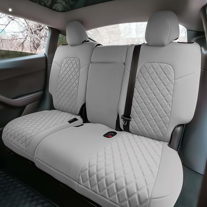FH Group Custom Fit Car Seat Covers Specifically Made for 2020-2025 Tesla Model Y Ultraflex Neoprene Water Resistant Automotive Seat Covers - Full Set Solid Gray