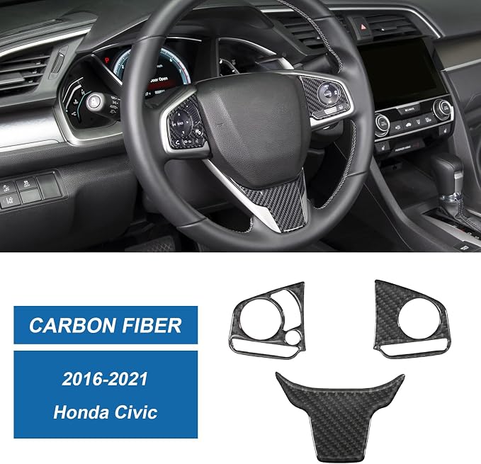 Real Carbon Fiber Interior Trim Compatible with Honda Civic 2016-2021 10th Gen, Interior Decor Sticker Accessories