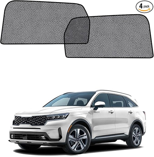Car Window Shade for Kia Sorento 2021-2023,2 Pack UV & Glare Protection, Breathable Privacy Screen, Insect & Bug Blocker Magnetic Mesh Side Rear Sun Shades for Baby Camping, Napping & Travel