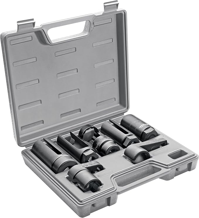 CARBYNE 7-Piece Oxygen Sensor and Sending Unit Socket Set, Chrome Molybdenum and Chrome Vanadium Steel, Universal Fit, Storage Case