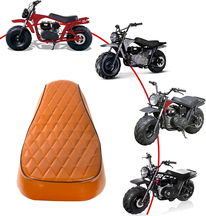 JMCHstore Brown Diamond Stitch Retro Mini bike Seat for Coleman B200R B200C B200V RB200 Realtree RT200 MEGA moto B212 MAX Cushion Replacement parts
