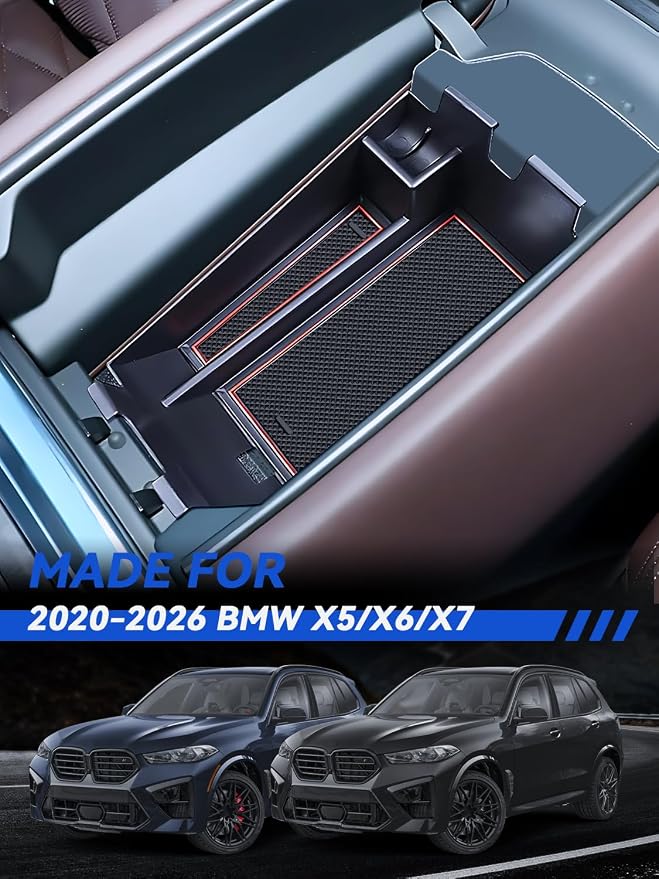 for X5/X6/X7 Center Console Organizer 2020-2025 2026 BMW X5/X6/X7 Accessories Armrest Tray Middle Storage Box Insert Container Durable ABS Plastic