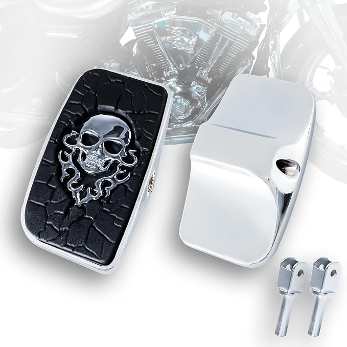 Driver Footpeg Passenger Peg Floorboard Footboard for Honda Shadow Spirt Aero Phantom Magna Stateline Fury Vtx VT750 VTX1800 VT1100 VT1300 Etc (MetalSkull, Chrome)