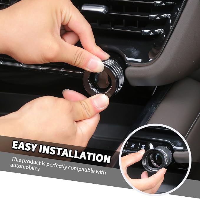 Jimen for Tahoe Center Console Knob Covers, 7PCS AC Air Conditioning Volume Control Button Headlight Switch Trim Ring Fit for Chevrolet Tahoe 2024-2025 (Black)