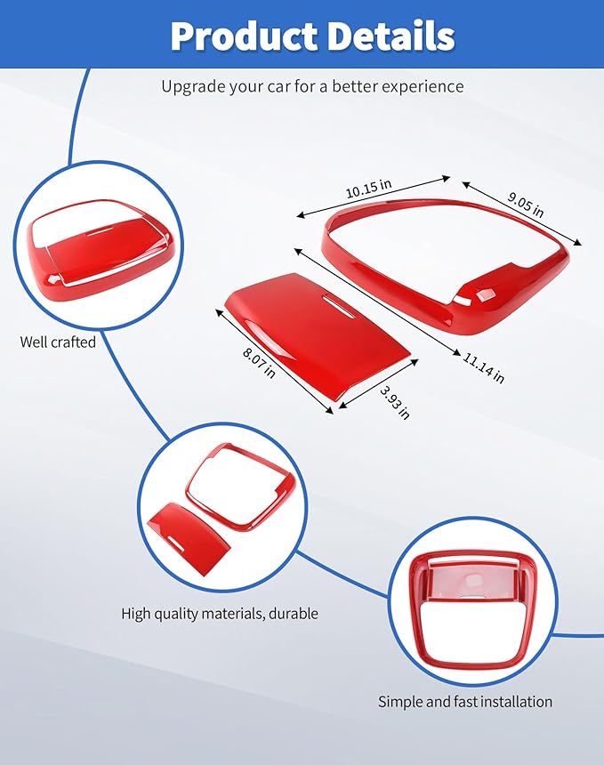 Roof Reading Light Cover Trim Fit for 2011 + Dodge Charger/Durango/Chrysler 300 Interior Accessories Red Reading Lamp Decals Cover Trim Sticker Kit