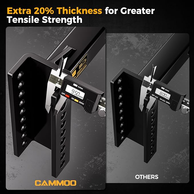 CAMMOO Adjustable Trailer Hitch, Tow Hitch Fits 2 inch Receiver, 6 inch Rise/Drop Hitch, 2" and 2-5/16" Ball Hitch, 20000 LBS GTW Truck Hitch with U-Shaped Alloy Steel Anti-Theft Pin, Black, ML-2060