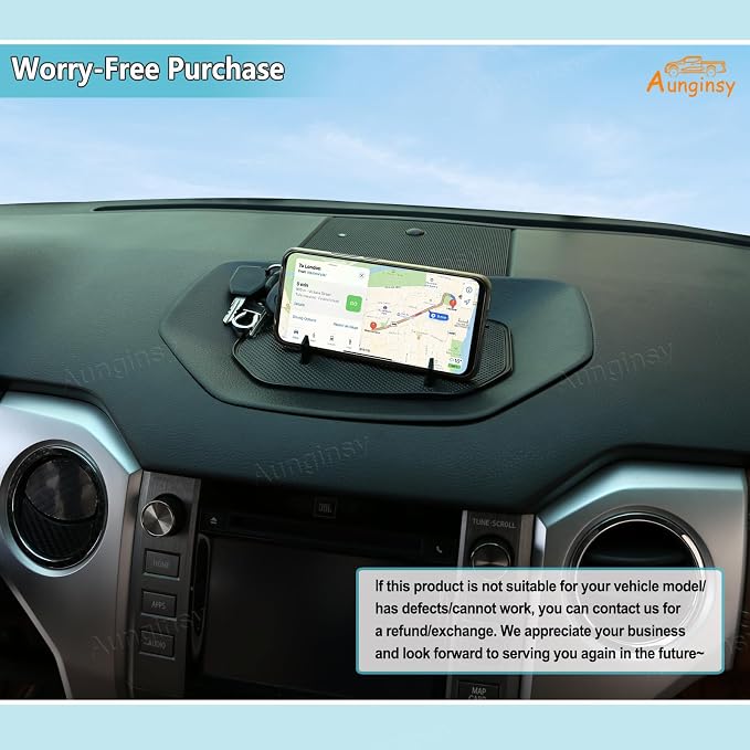 Aunginsy Center Console Dashboard Storage Tray Compatible with Toyota Tundra 2007-2021,Car Instrument Multi-Functional Phone Holder Storage Box Organizer Tray Insert ABS Interior Accessories, with Mat