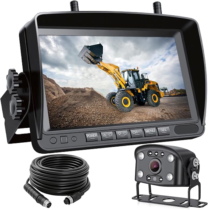 Wired Back Up Camera with Monitor,7" 1080P AHD RV Bakup Camera with Night Vision,Vibration-Proof 10G,Backup Camera for Tractor,Truck,Excavator,Caravan,Skid Steer,Heavy Equipment（Plug-and-Play）