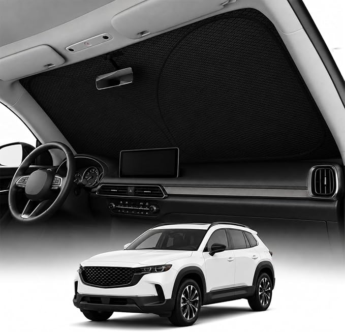 REEVAA 2026 3rd Pro Windshield Sunshade for 2023-2026 Mazda CX-50 | Dual-Layer Heat & Sun Defense, OEM Design | Foldable Sun Shade Car Accessories with Storage Bag