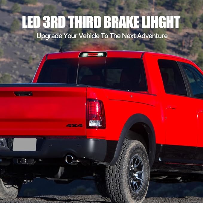 Third 3rd Brake Light LED for 2009-2017 Dodge Ram 1500, High Mount Rear Brake Lights Assembly for 2010-2017 Ram 2500 3500, Waterproof Center Cab Stop Cargo Light