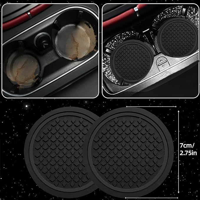 NBTEPEM 10 Pcs Car Floor Mats Full Set Car Accessories, Microfiber Leather Steering Wheel Covers 14.5-15 inch, Center Console Cover, Seat Belt Pads, Cup Coasters, Universal Interior Decor(Black)