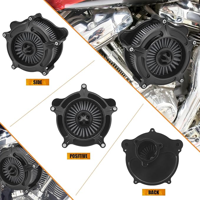 Air Cleaner Filter Aluminum Fit for Harley Touring Road King Street Glide Softail (Black Housing Grey Element, D For M8 Touring 17-23 Trike 17-25 Softail 18-24)