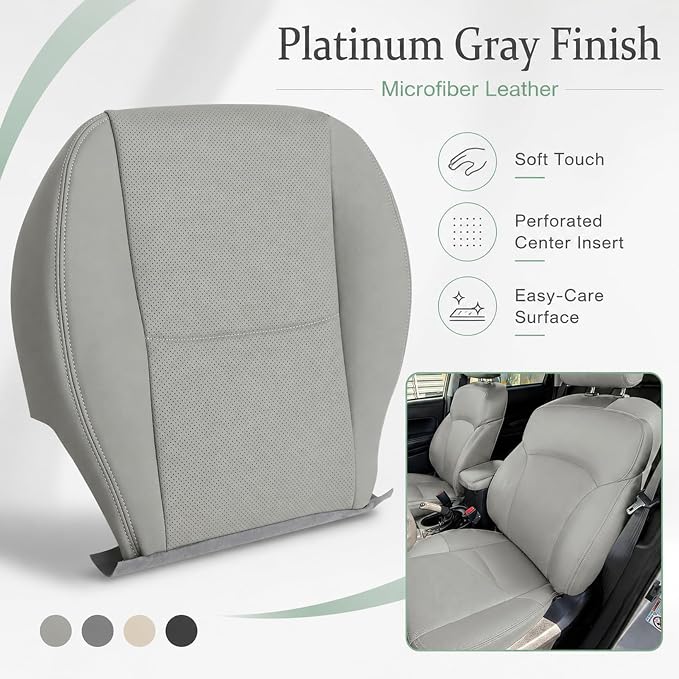 NLQR Front Driver and Passenger Bottom Replacement Perforated Seat Covers Gray Microfiber Leather Compatible with Subaru Forester 2014-2016