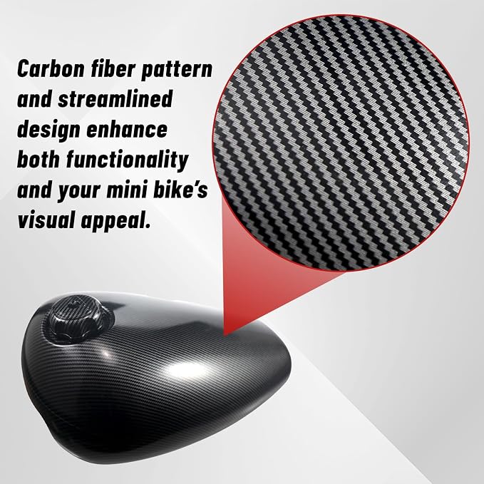 Gas Fuel Tank fit for Coleman CT200U-EX for Axis M200 for Hisun HS200-3 & 196cc Mini Bikes 5.5L capacity with Carbon Fiber Pattern